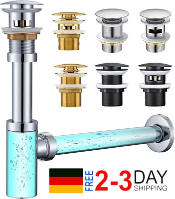 Siphon Ablaufventil Pop Up Abfluss Ablaufgarnitur Stöpsel Bad Waschbecken - Bild 1 von 4