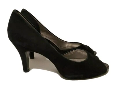 Tacones para mujer Liz Claiborne Jasmine de cuero negro peep-toe cóctel fiesta, 8,5 Foto 1 de 4