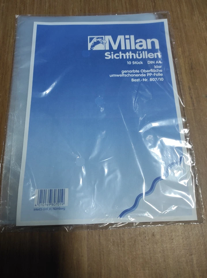 milan 807/10 Sichthüllen Din A4 10er genarbte Oberfläche klar