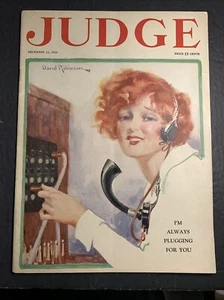 Judge Magazine December 12 1925 Pretty Flapper Girl Telephone Operator Red Head - Picture 1 of 9