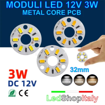 Modulo Pannello LED 12V 3W luce bianca forma rotonda - prodotti personalizzati - Immagine 1 di 3