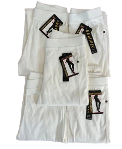 LOT of 5! NWT Womens NEW MIX Solid White Elastic Waist Leggings One Size OS - Picture 1 of 11