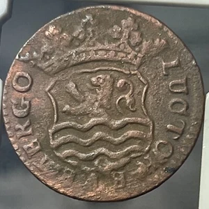 NETHERLANDS INDIES VOC 1729 ZEELAND #03 DUIT KM150 low mintage - Picture 1 of 2