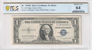 (2) 1935G No Motto $1 Silver Certificate PCGS 64 Choice Unc Fr. 1616 Consecutive - Picture 1 of 4