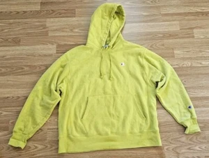 Champion Reverse Weave Lime Green Color Hooded Sweatshirt Pockets Size Large - Picture 1 of 9