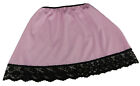 PALE PINK shiny SATIN black lace waist HALF SLIP petticoat 4 lengths 6 sizes
