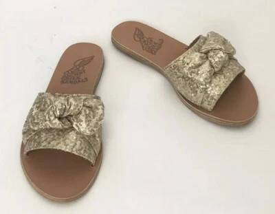 Ancient Greek Sandals Women Shoes Size 37 NIB Taygete Bow Micro Seq Plat/Nude - Image 1 of 4