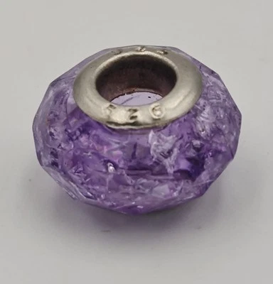 Faceted Purple Glass Charm Bead – 925 Sterling Silver – Sparkling European Style - Image 1 of 3