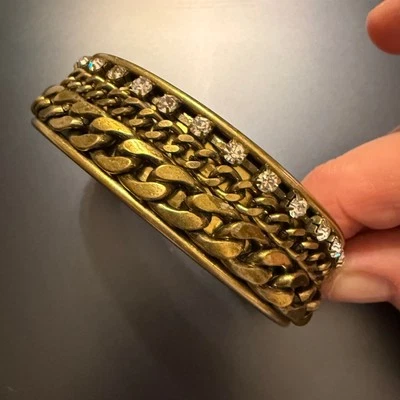 Brazalete de latón y diamantes de imitación sin firmar Foto 1 de 4