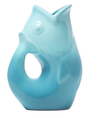 Gurgle Pot Fish Pitcher Blue 42 oz Beverage Servingware Indoor Outdoor Party ... - Image 1 of 4