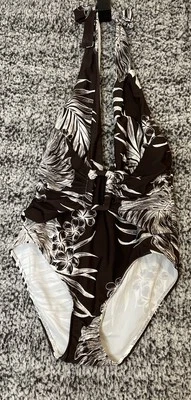 Tommy Bahama Mujer Talla 8 Marrón Estampado Floral Traje De Baño Halter Una Pieza Acanalado Foto 1 de 4