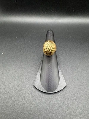 Vintage 14K Solid Yellow Gold Domed Statement Ring - Faceted Pineapple Cut - Image 1 of 4