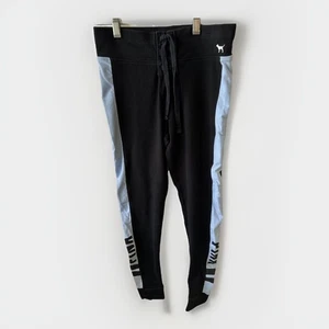 Pantaloni Yoga Rosa Victoria Secret Donna Piccoli (26x26) Nero con Strisce Gambe Blu - Foto 1 di 12
