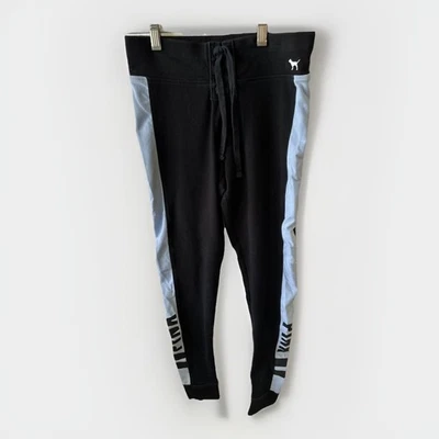 Pink Victoria Secret Yoga Pants Women's Small (26x26) Black With Blue Leg Stripe - Image 1 of 4