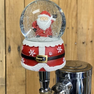 Santa Claus Beer Tap Handle Snow Globe Christmas Xmas Holiday Draft Waving - Image 1 of 4