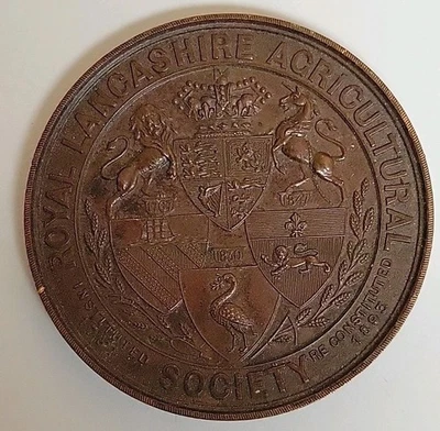 1939 Lancaster Morcambe Show Award Medal Royal Lancashire Agricultural Society Foto 1 de 4