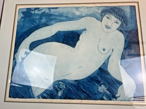 Grabado Marsha Clay 1975 2/5 reclinable desnudo femenino firmado impresión artística vintage - Imagen 1 de 18