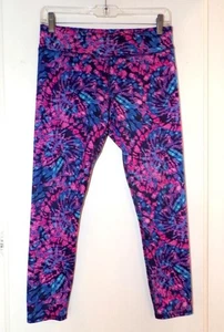 ATHLETIC WORKS PINK & BLUE CROPPED ATHLETIC YOGA PANTS Size L (10-12) - Picture 1 of 4