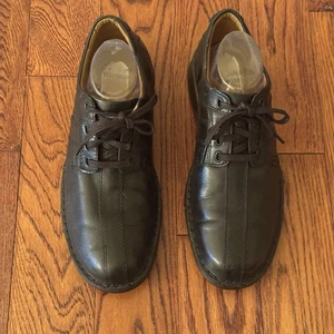 Clarks Touareg Vibe Oxfords Mens 9 Comfort Shoes Black Leather Cushion Ortholite - Picture 1 of 17
