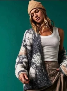 Free People Gather Me Close Strickjacke Damen XS Oversized Wollmischung Neu mit Etikett - Bild 1 von 11