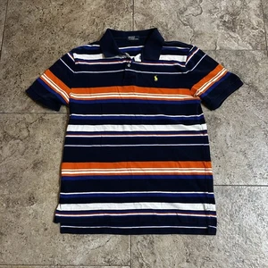 Polo Ralph Lauren Shirt Boys Size XL (18-20) Blue Orange Striped Preppy Casual - Picture 1 of 6