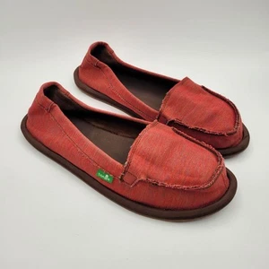 Sanuk Sidewalk Surfers Casual Loafers Women's Sz 7 EU 38 Hemp Canvas Red - Picture 1 of 13