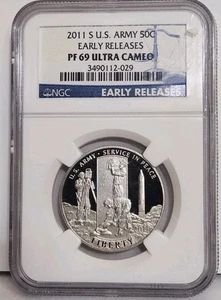 2011 S  Early Releases  Army Commemorative Half Dollar graded as PF 69 Ultra... - Picture 1 of 4