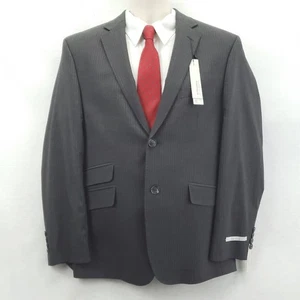 NEW Perry Ellis Portfolio Blazer Mens 40S Gray Pinstripe Slim Fit Suit Jacket - Picture 1 of 18