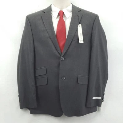 NEW Perry Ellis Portfolio Blazer Mens 40S Gray Pinstripe Slim Fit Suit Jacket - Image 1 of 4