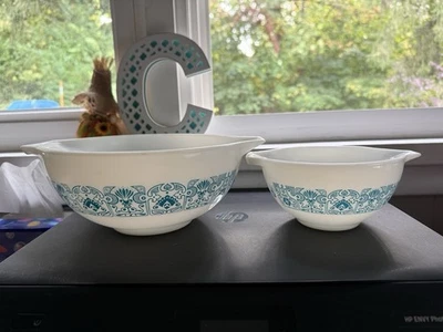 Pyrex BLUE HORIZON Cinderella Nesting Mixing #443 Bowl Set #441 White Vintage - Image 1 of 4