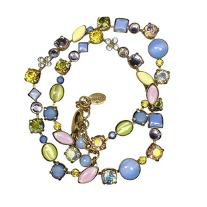 Sorelli Classic Multi Color Crystals Cabochons Rhinestone Necklace 16-18” Bronze - Picture 1 of 12