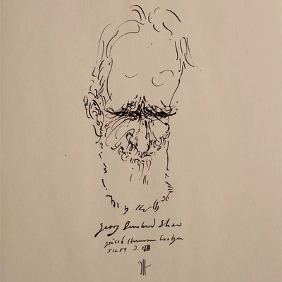 Horst Janssen Porträt Bernard Shaw Nobelpreisträger signiert Offsetdruck 1984 - Bild 1 von 3