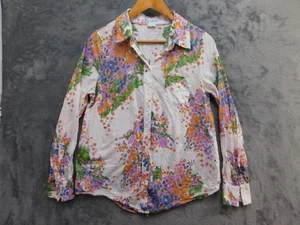 Boden Shirt Womens 8 White Floral Button Down Long Sleeve Cotton Blouse WA590 - Picture 1 of 10