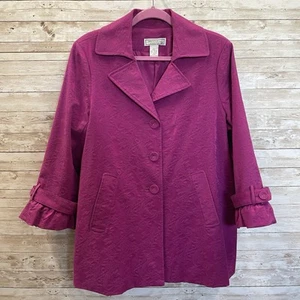 Vintage Simonton Says Womens L Blazer Magenta Jacket 3/4 Sleeve George Simonton - Picture 1 of 10