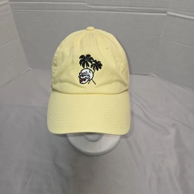 Volcom Strapback Hat Baseball Yellow Skull Palm Trees Logo Skate Beach See Pic - Image 1 of 4