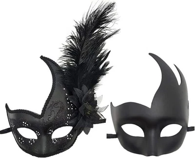 Costume Mask Feather Masquerade Mask Halloween Mardi Gras Cosplay Party Masque - Image 1 of 3