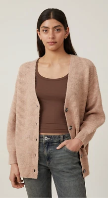 Cotton:On Women's Everything Boxy Cardigan Button Classic Chestnut Marie Tan L - Image 1 of 4
