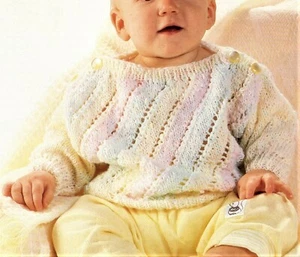 DK Babies Cute Slash Neck Sweater Knitting Pattern 16-22 inch - Picture 1 of 1