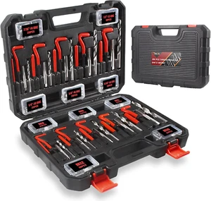Thread Repair Kit, 261-Piece HSS Drill Helicoil Repair Kit SAE & Metric 1/4" 5/1 - Picture 1 of 9