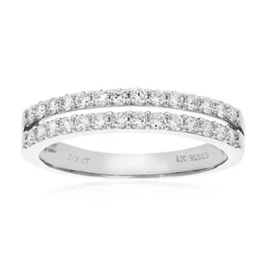 1/2 cttw Lab Created Diamond Wedding Band in 925 Sterling Silver Prong Size 7 - Picture 1 of 7