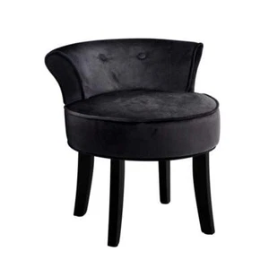 Artiss Vanity Stool Velvet Black Abella - Picture 1 of 9