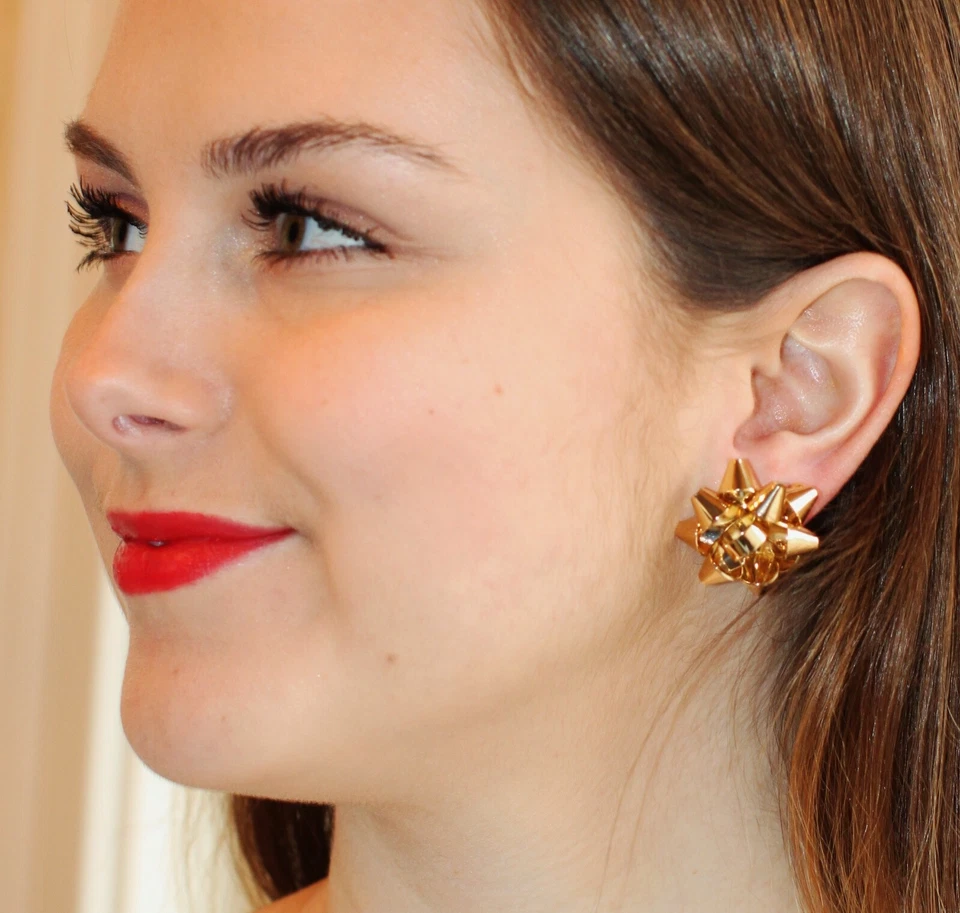 100 Authentic Kate Spade Bourgeois Bow Studs Earrings Gold Tone O0ru1068