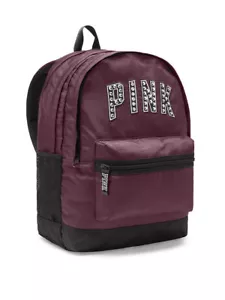VICTORIAS SECRET PINK CAMPUS BACK PACK BLACK ORCHID STUDS NWT - Picture 1 of 1