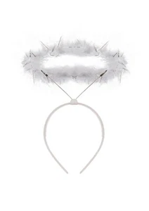 White Angel Halo Headband Fancy Dress Costume Halloween Christmas Hen Do Party - Picture 1 of 3