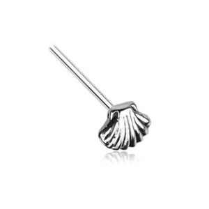 316L Surgical Steel Screw L Bend Nose Bone Shell 20 Gauge Nose Stud Ring 20G - Picture 1 of 7