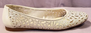 Alex Marie Silver Crystal Rhinestones Laser-Cut Design Ballet Style Flats Sz 6 - Picture 1 of 12