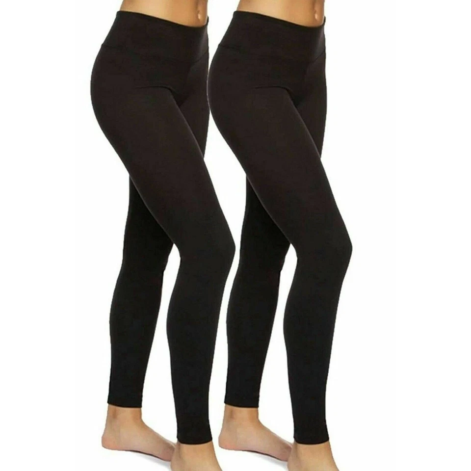 Womens Felina 2 Pack Sueded Lightweight Legging Black Wide Waistband Small 4 6