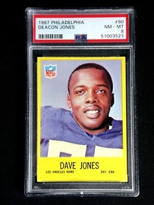 DAVE DEACON JONES 1967 PHILADELPHIA #90 PSA 8 NM-MT FOOTBALL CARD HOF CENTERED!