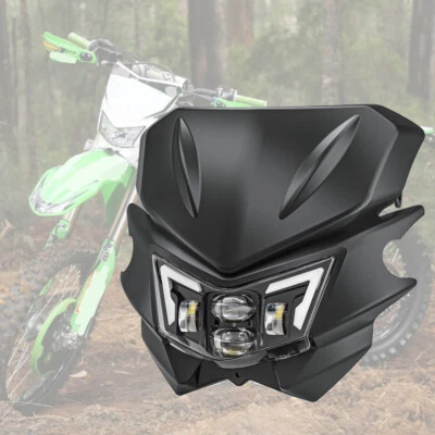 Faros LED con carenado negro para KAWASAKI KLX300 KX250 KLX140 KLX230R KLX300R Foto 1 de 4