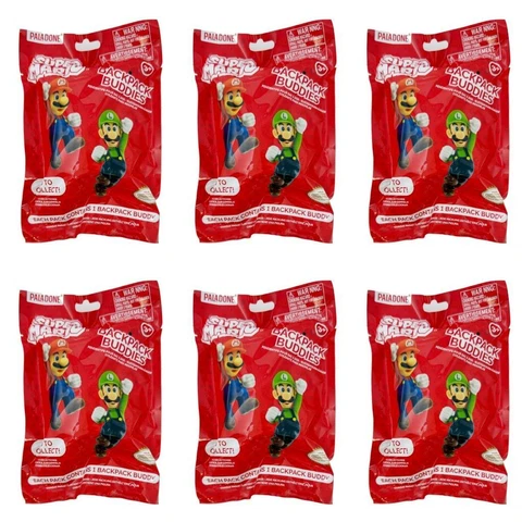 Nintendo Super Mario Backpack Buddies Bag Clip : Lot of 6 Sealed Bags NEW! Cover